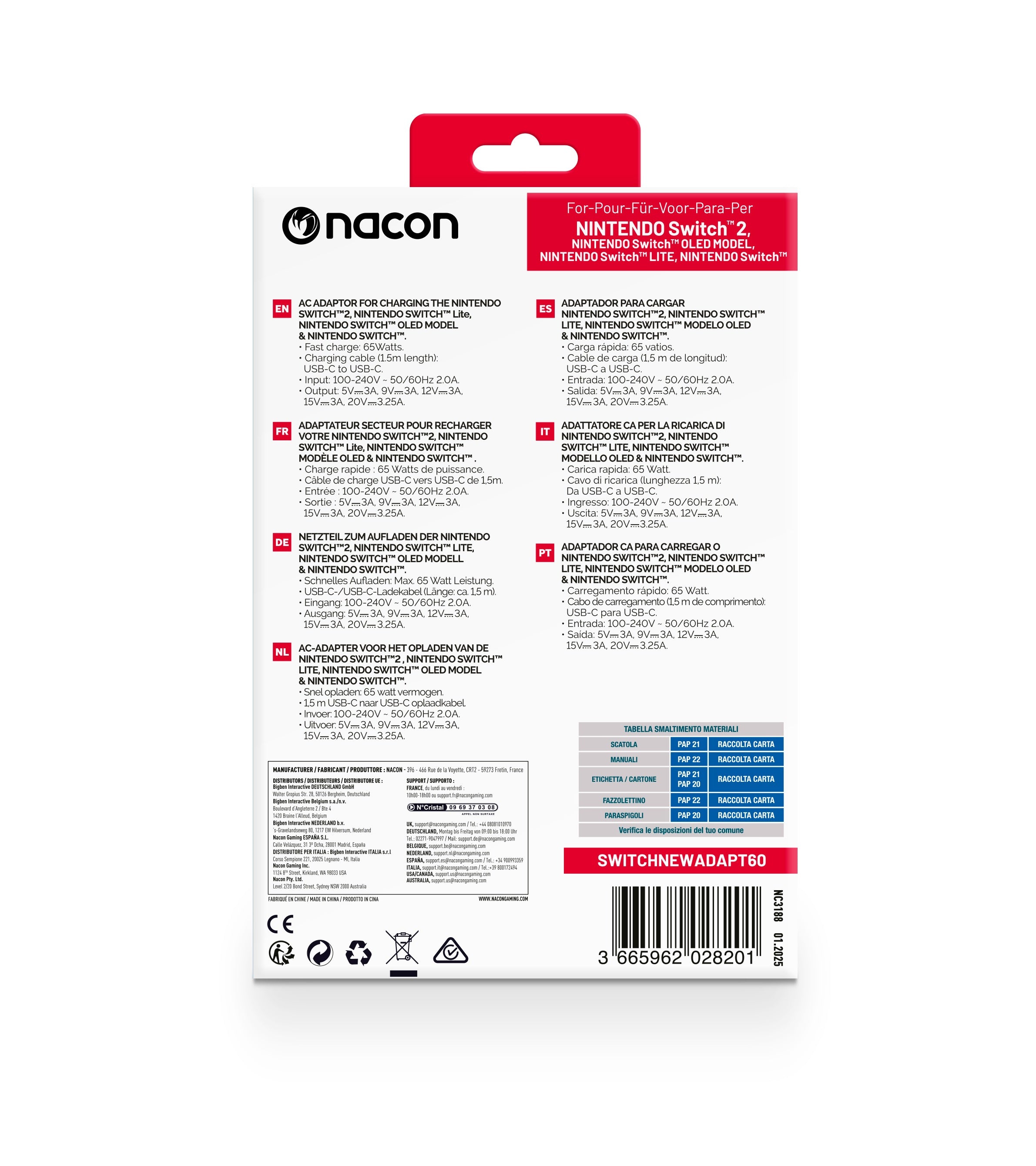 Adaptateur secteur pour Nintendo Switch 2