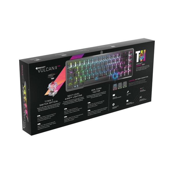 Roccat - Clavier de jeu mécanique optique Vulcan II Mini Noir avec éclairage RGB - Disposition QWERTY américaine - flash vidéo