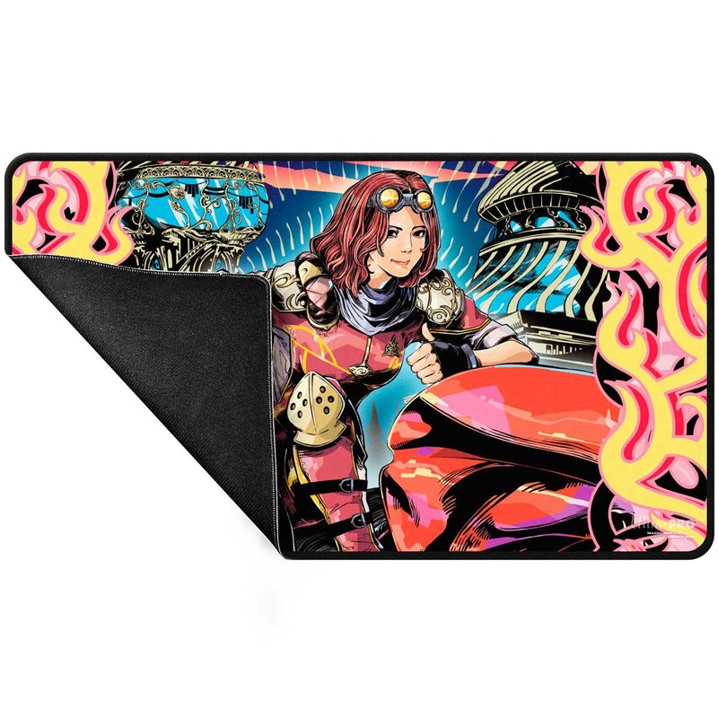 Ultra Pro - Magic: The Gathering - Aetherdrift - Tapis de jeu à surpiqûres noires Chandra, Spark Hunter