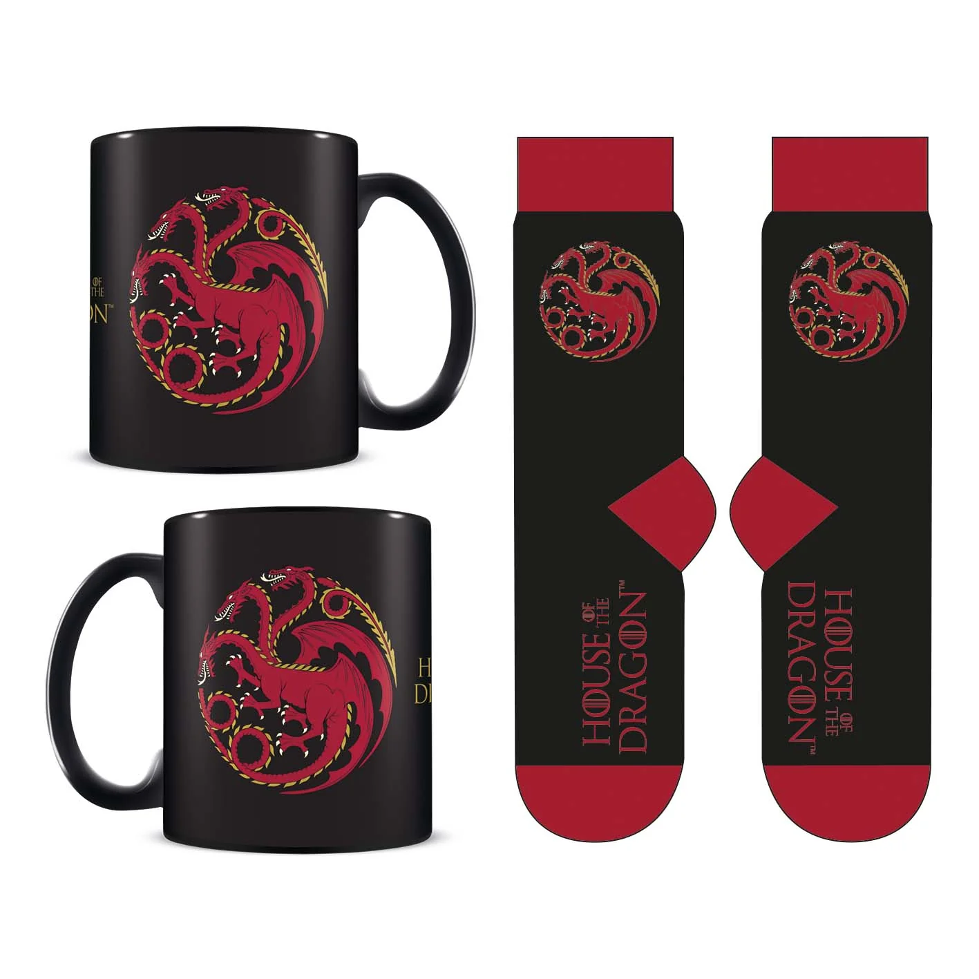 Games of Thrones - Coffret cadeau avec tasse 315ml et paire de chaussette EU 41-45 "House of the Dragon"
