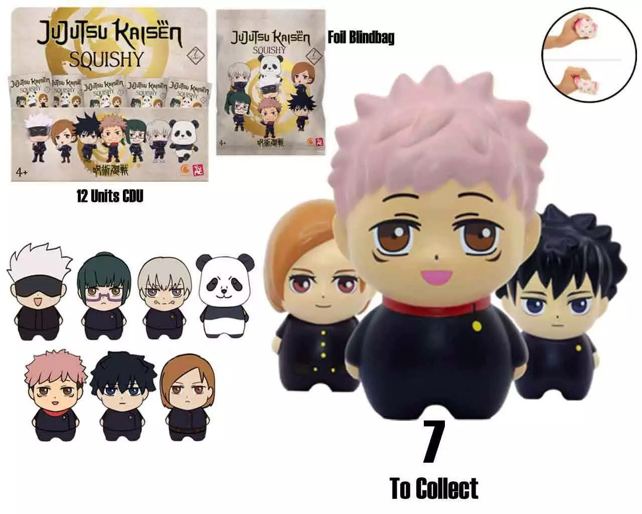YuMe Squishy Hero - Display de figurines anti-stress Jujutsu Kaisen (12 unités)
