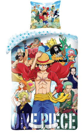 One Piece - Parure de lit en microfibre Luffy et son équipage I (200x140cm + 63x63cm) - flash vidéo