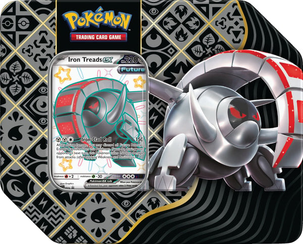 Pokémon TCG - Scarlet & Violet - Paldean Fates Tin (Charizard ex / Iron Treads ex / Great Tusk ex - 1x random tin) - flash vidéo