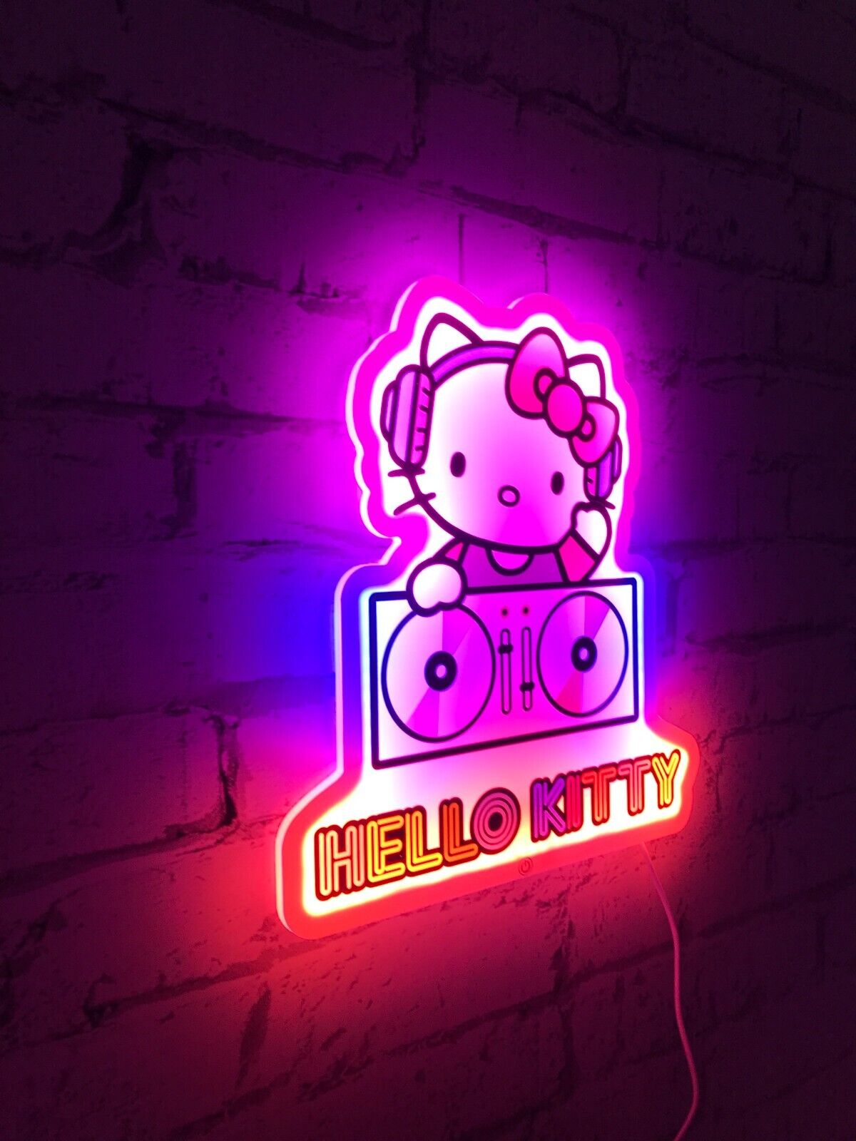 Hello Kitty - Applique murale néon Hello Kitty DJ