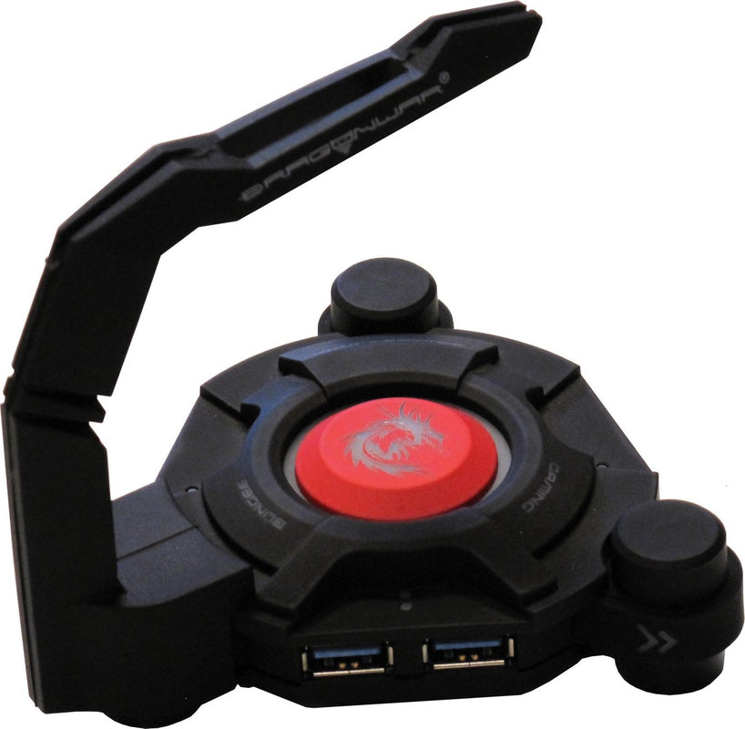 Dragonwar Bungee + USB Hub 3.0 - 4 Ports USB 3.0 - Plateau de câbles multidirectionnel et flexible avec éclairage LED - Base triangulaire en silicone - Câble de 1,5m