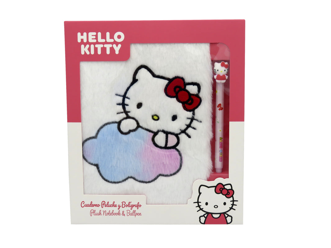 Sanrio - Ensemble cahier et stylo à bille Hello Kitty en peluche