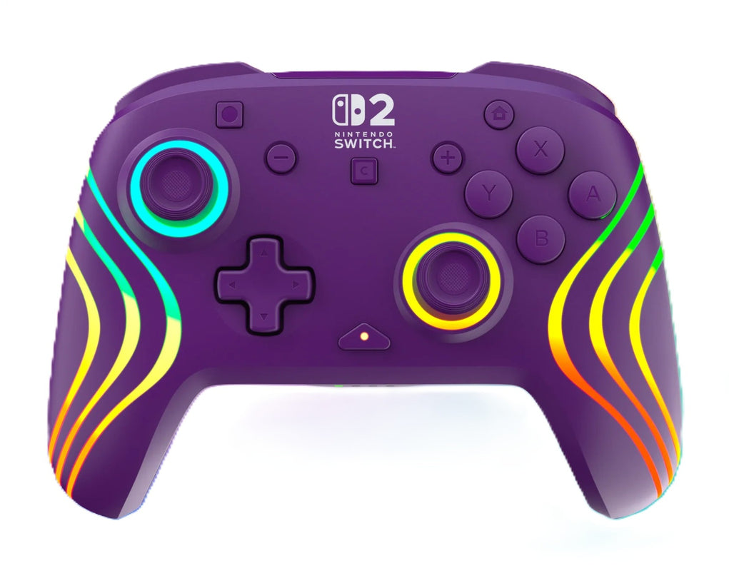 Turtle Beach - Manette de jeu RGB sans fil Afterglow Wave violet pour Nintendo Switch 2, Switch, Switch Lite et Switch modèle OLED