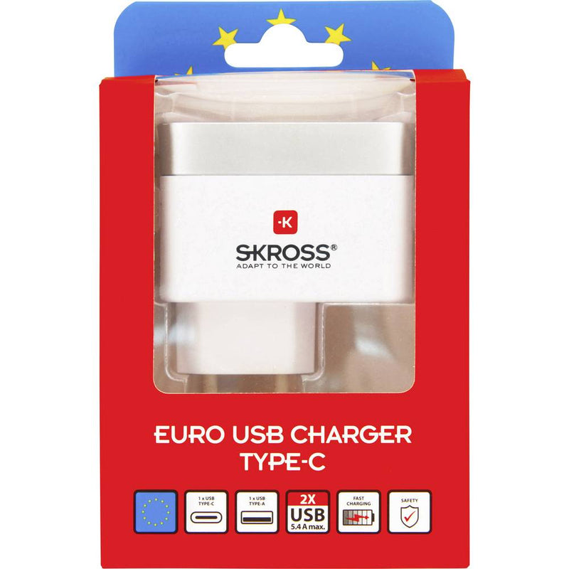 Skross 2 Ports Charger 1 X USB + 1 TYPE C EURO PLUG
