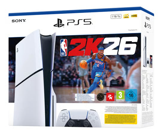 PlayStation 5 White (Slim Model) + NBA 2K26 (Code-in-a-box)