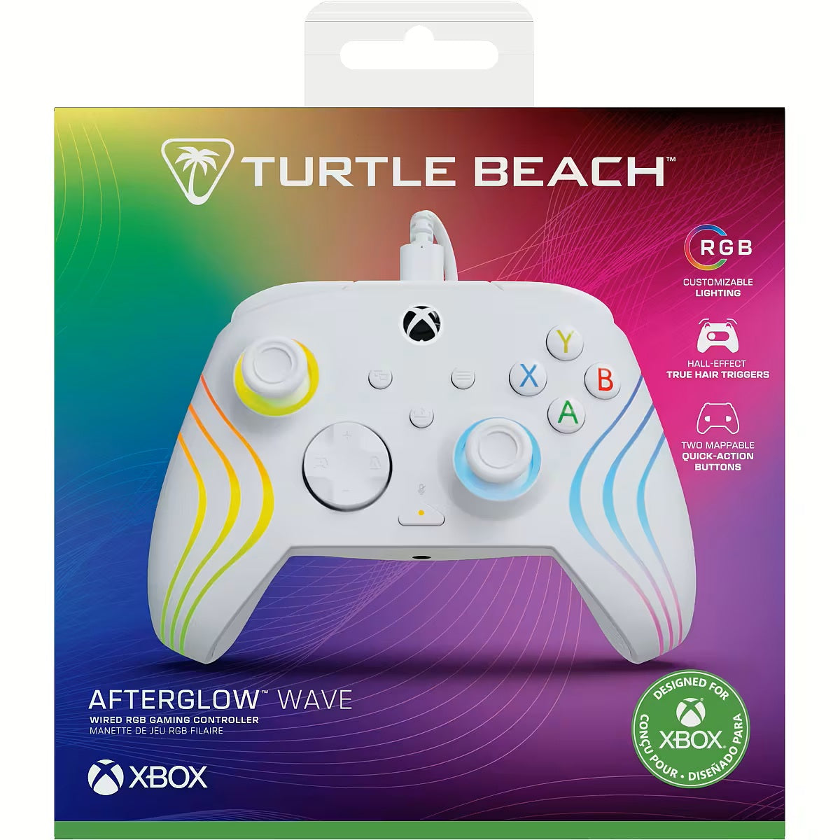 Turtle Beach - Manette de jeu filaire RVB Afterglow Wave Blanche pour Xbox Series X|S, Xbox One et Windows 10/11