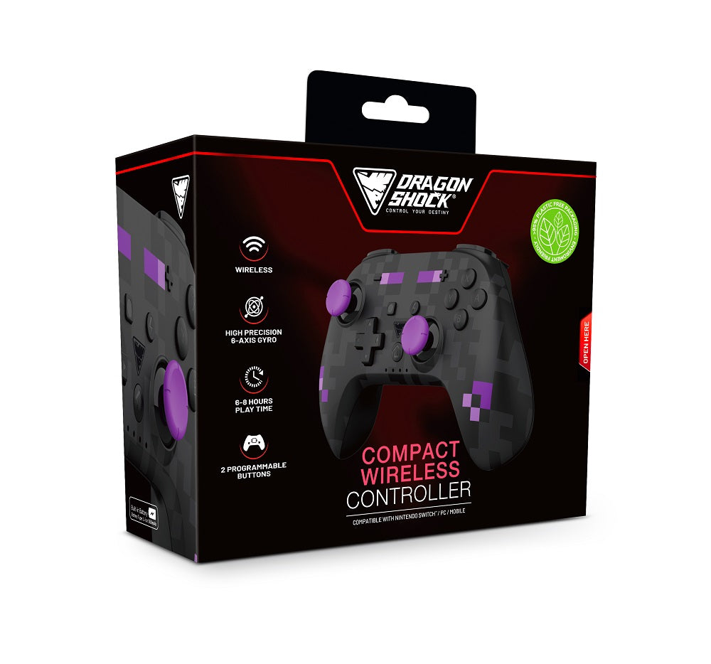 DragonShock - Manette compacte sans fil Bluetooth PopTop Cube Noire pour Switch et Switch OLED