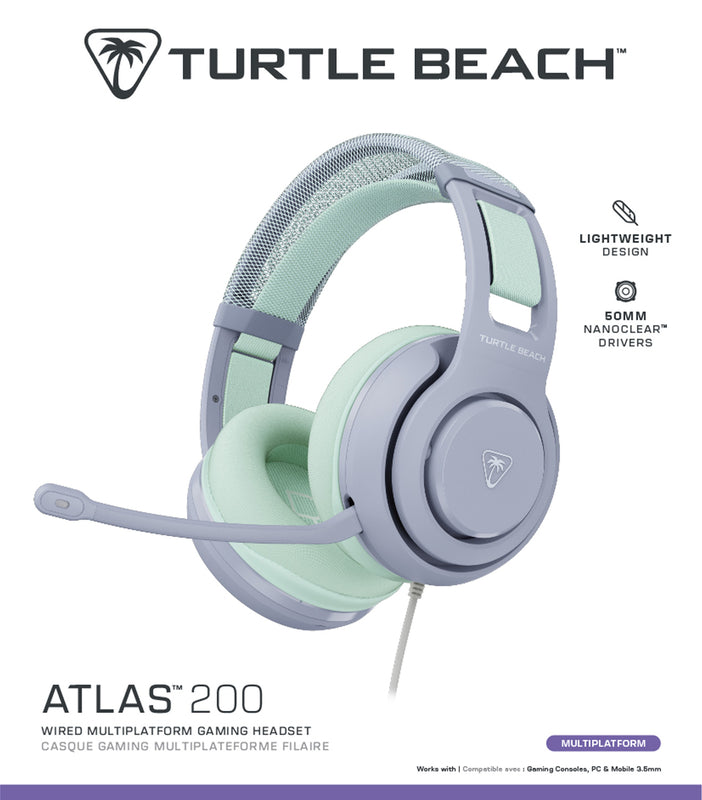 Turtle Beach - Casque Gaming multiplateforme filaire Atlas 200 Brise marine pour consoles, PC & mobile 3.5mm