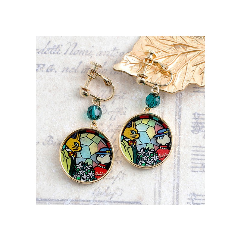 BIJOU BOUCLES D’OREILLES À CLIPS LOUISE & BARON VITRAIL - SI TU TENDS