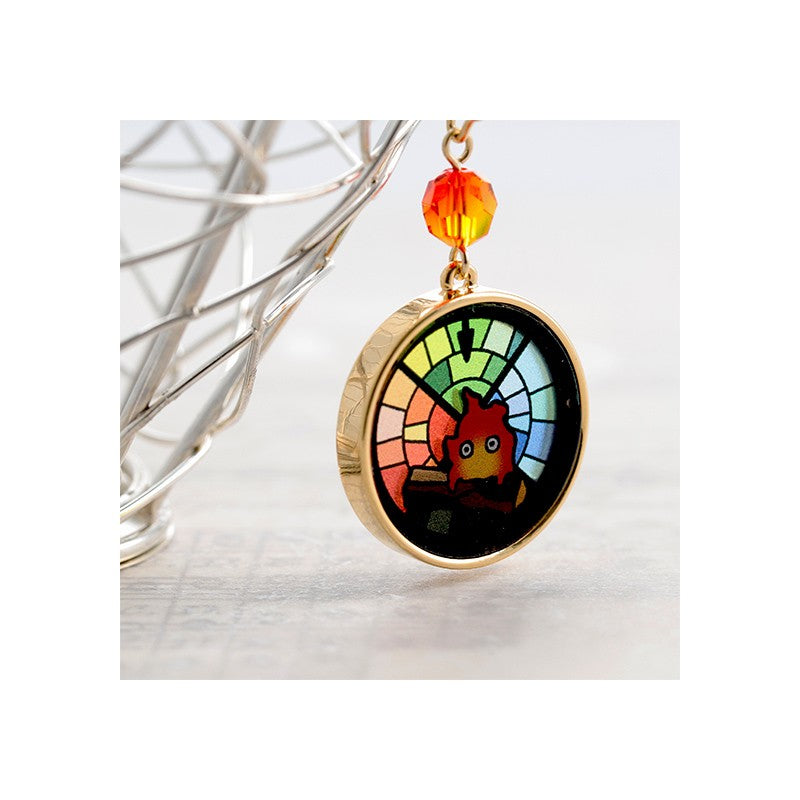 BIJOU BOUCLES D’OREILLES CALCIFER VITRAIL- LE CHÂTEAU AMBULANT
