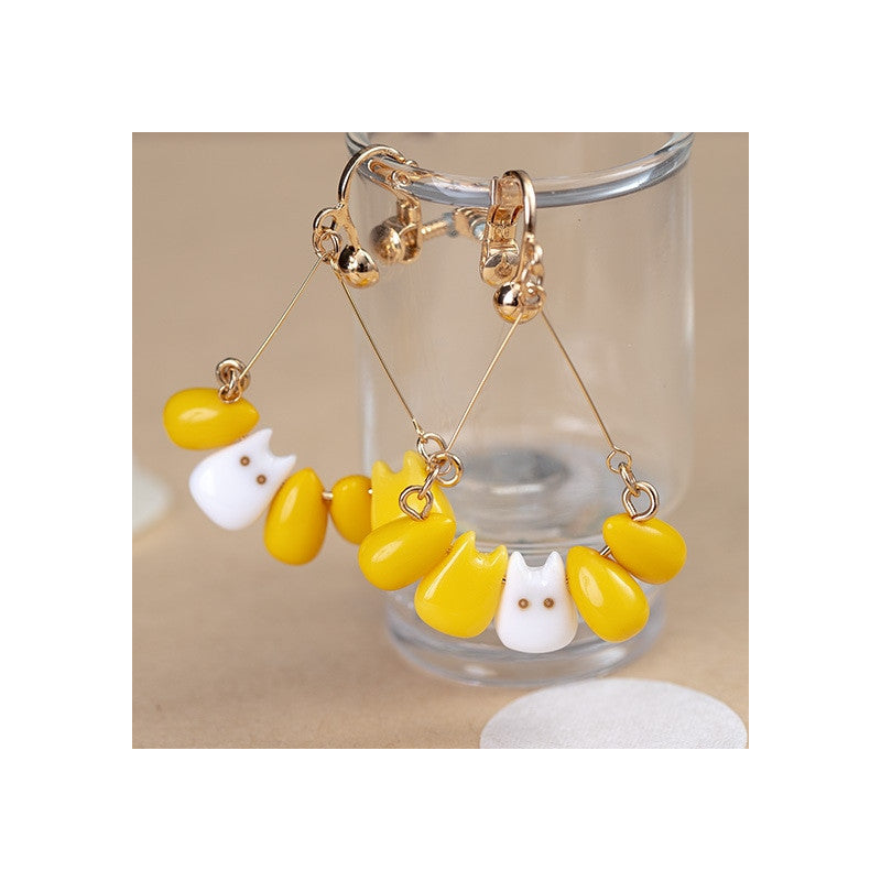 BOUCLE D’OREILLES CLIP TOTORO BLANC & MAÏS - MON VOISIN TOTORO