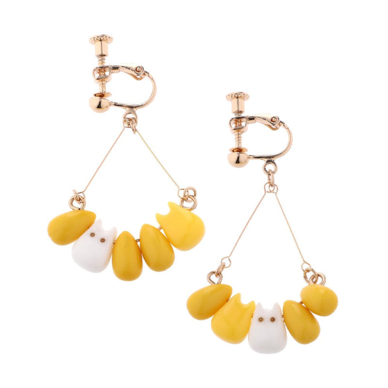 BOUCLE D’OREILLES CLIP TOTORO BLANC & MAÏS - MON VOISIN TOTORO