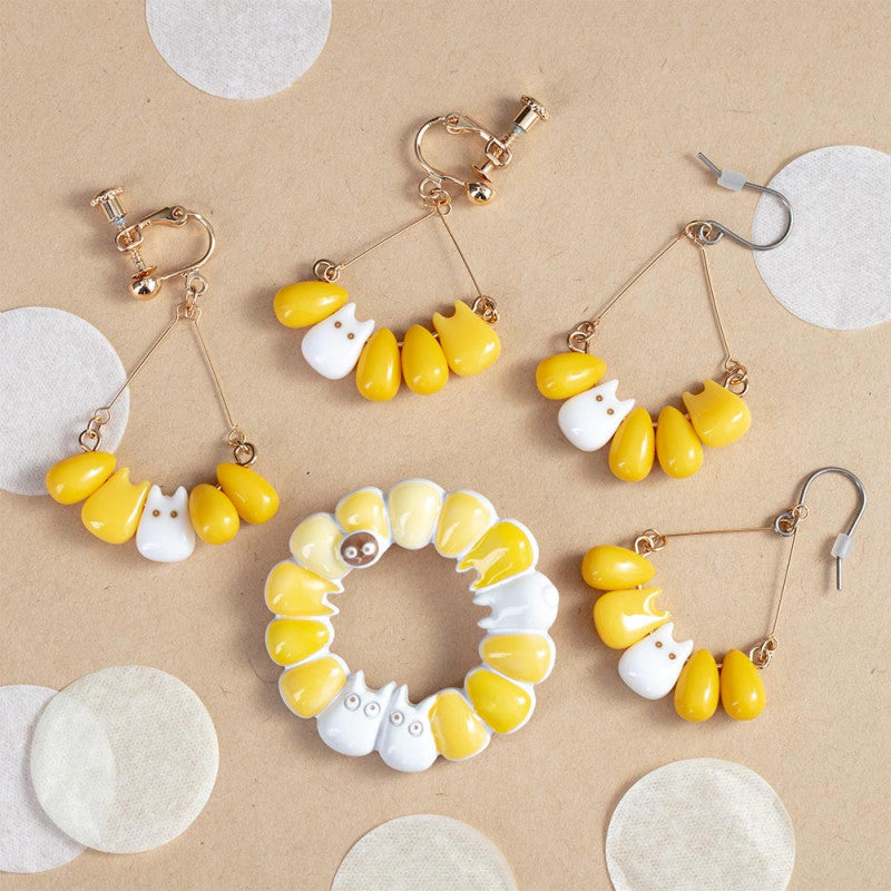 BOUCLE D’OREILLES CLIP TOTORO BLANC & MAÏS - MON VOISIN TOTORO