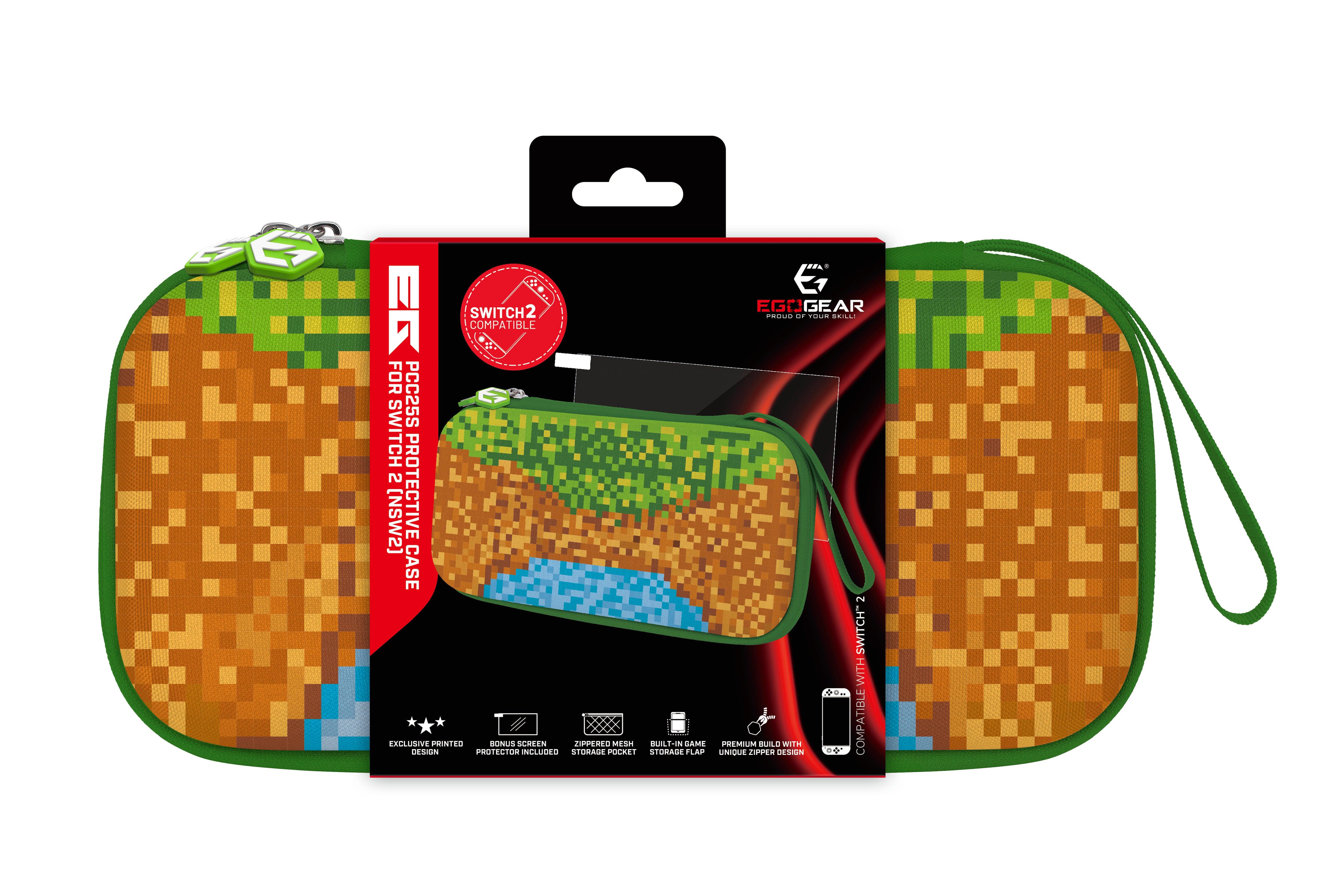 EgoGear - Étui de protection Cubes verts PCC25S pour Switch 2