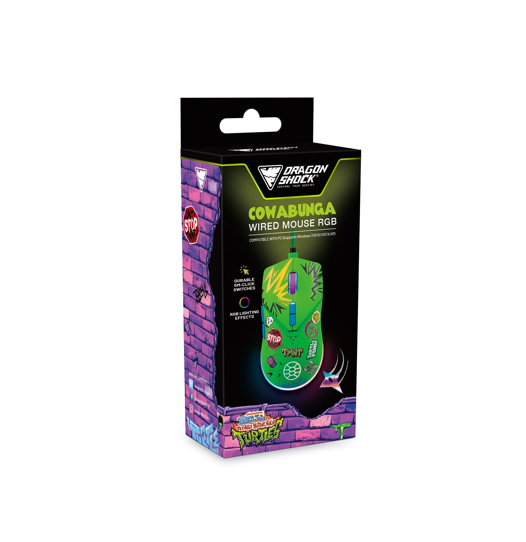 DragonShock - Souris de jeu filaire optique RGB TMNT Cowabunga