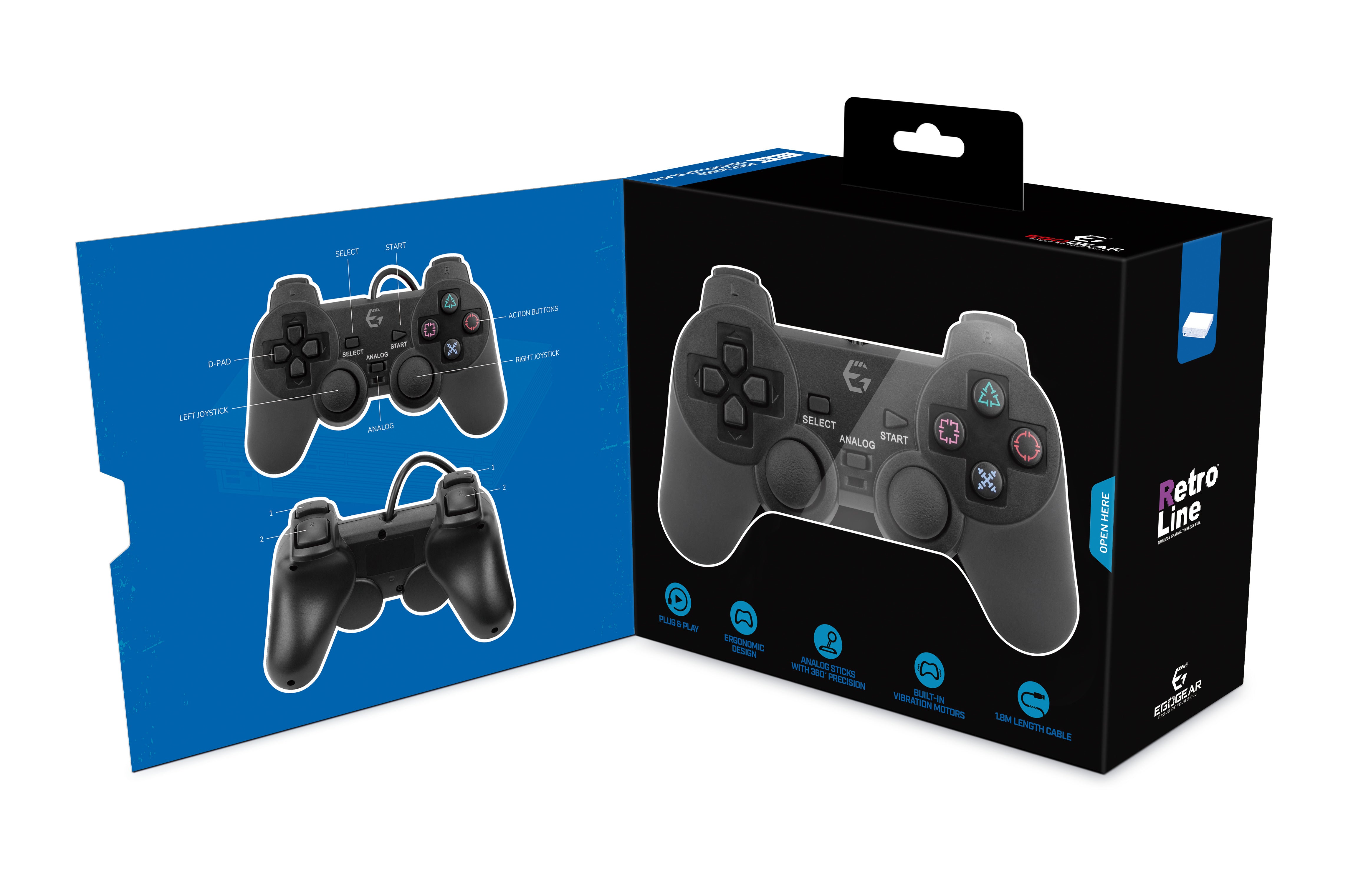 EgoGear - Manette filaire RGC02 Noire pour PS2