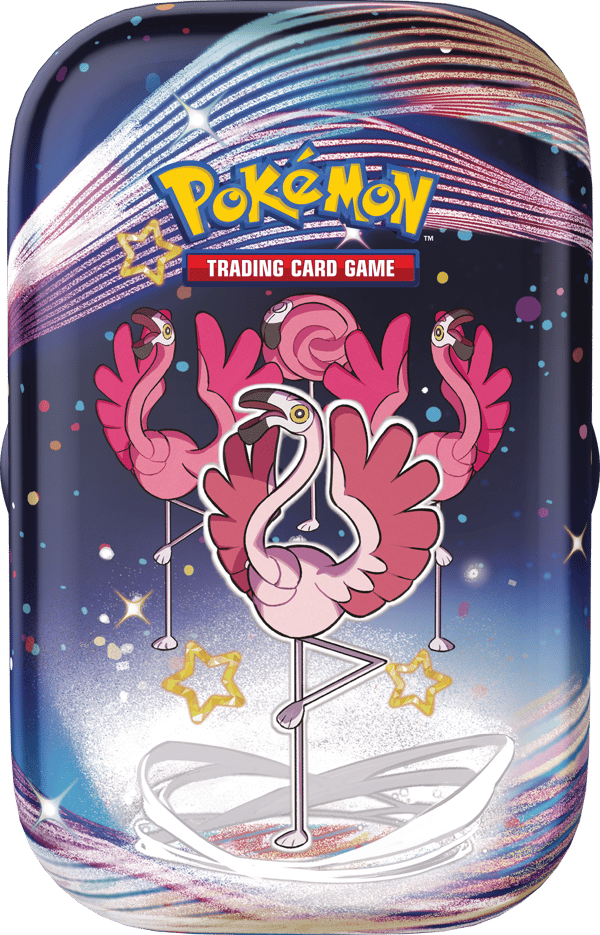 Pokémon TCG - Scarlet & Violet - Paldean Fates Mini Tin (Maushold / Smoliv / Tinkatink / Finizen / Flamigo - 1x random mini tin) - flash vidéo