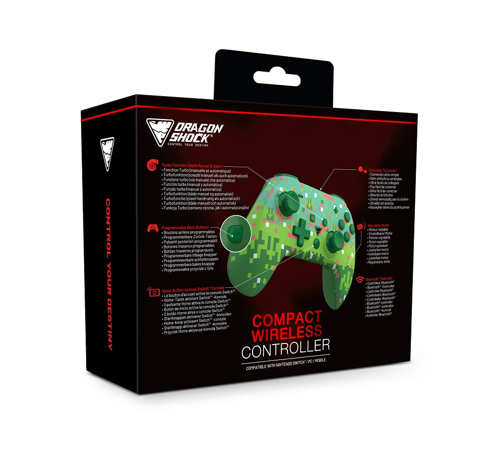 DragonShock - Manette compacte sans fil Bluetooth PopTop Cube Verte pour Switch et Switch OLED