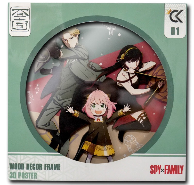 Cartoon Kingdom - Spy × Family - Cadre décoratif en bois Loid, Yor et Anya (30x30cm) - flash vidéo