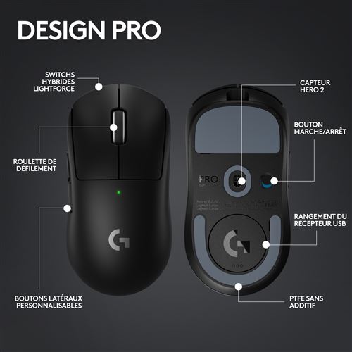 Logitech - Souris gaming sans fil G PRO X SUPERLIGHT 2 Noire
