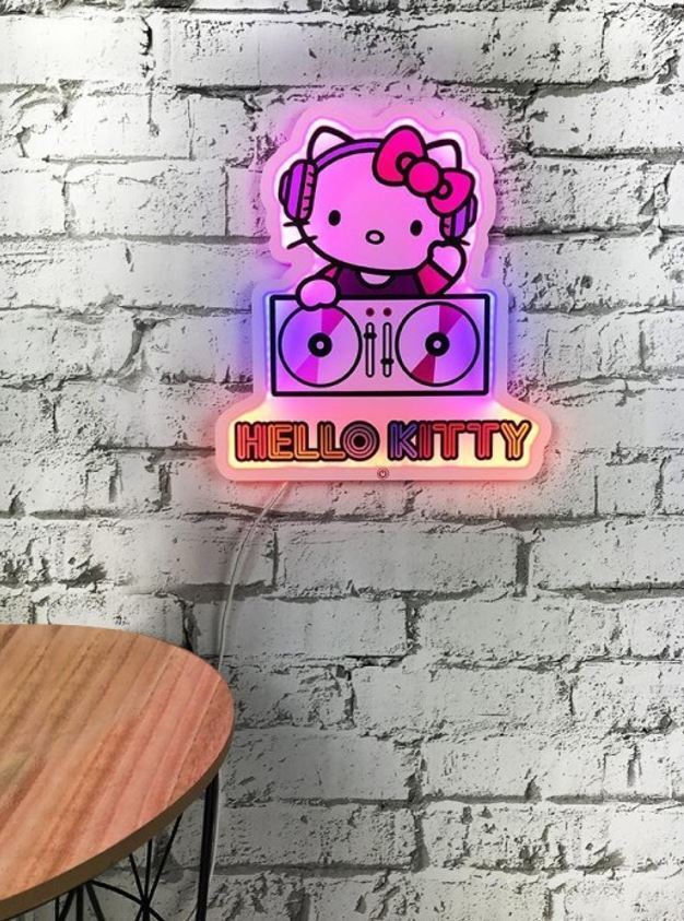 Hello Kitty - Applique murale néon Hello Kitty DJ