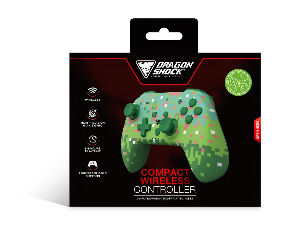 DragonShock - Manette compacte sans fil Bluetooth PopTop Cube Verte pour Switch et Switch OLED