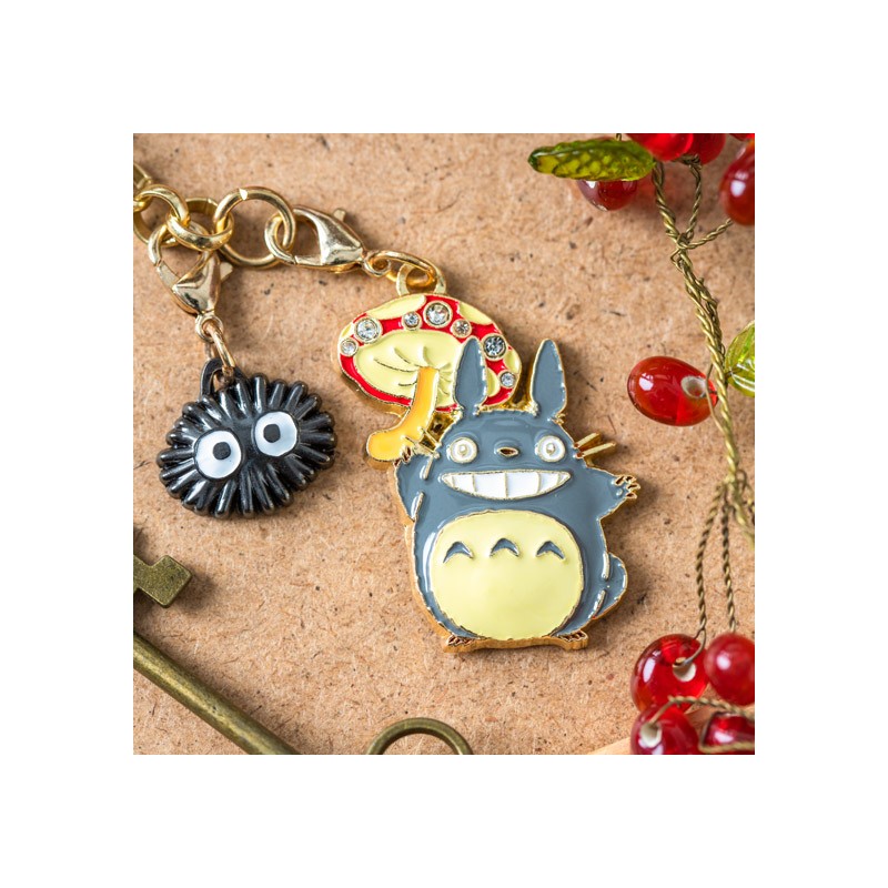 CHAÎNETTE CHARMS TOTORO GRIS & CHAMPIGNON - MON VOISIN TOTORO
