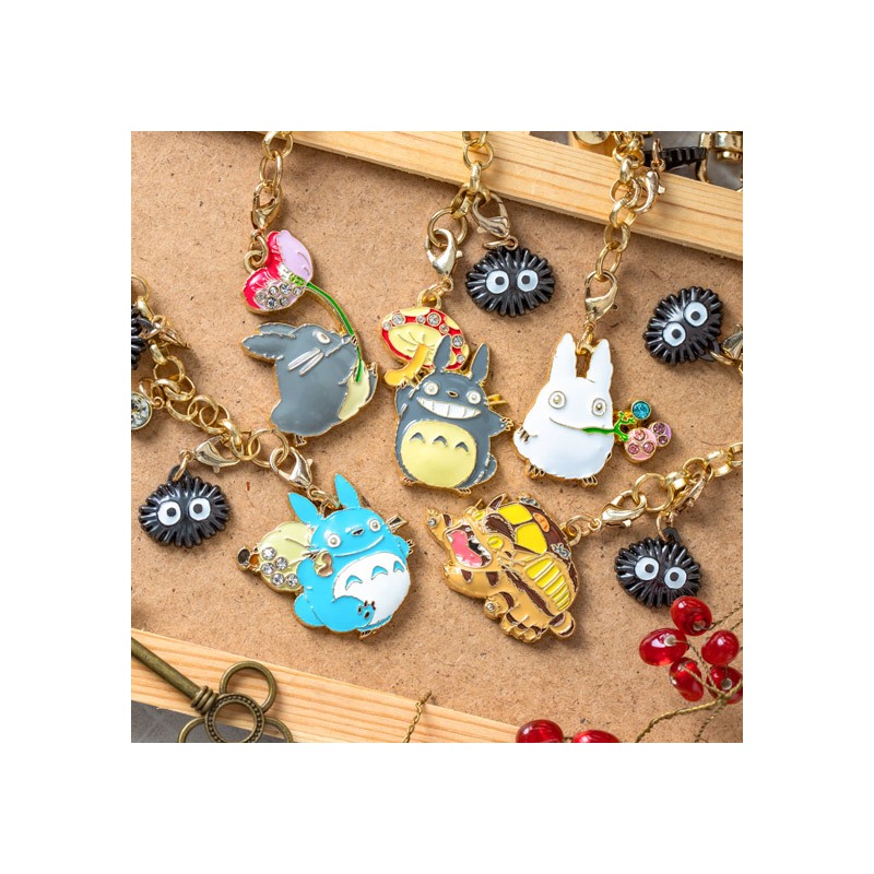 CHAÎNETTE CHARMS TOTORO GRIS & CHAMPIGNON - MON VOISIN TOTORO