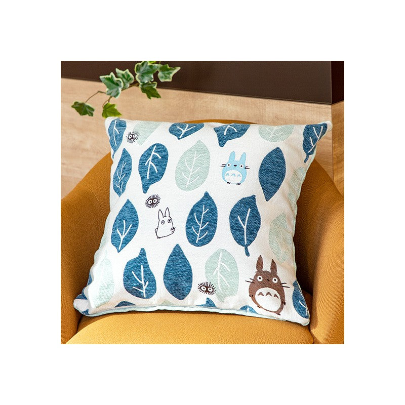 COUSSIN TOTORO FEUILLES BLEUES ET VERTES 45X45 CM - MON VOISIN TOTORO