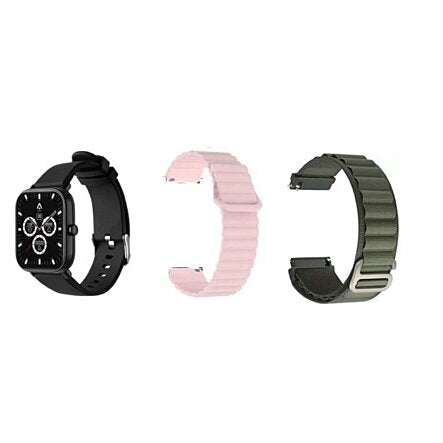 Abyx Fit - Ozone - Montre connectée noire avec 2 bracelets - flash vidéo