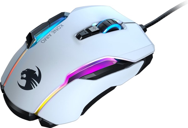 Roccat - Souris de jeu optique ergonomique ultra-confortable Kone AIMO Remastered Blanche - flash vidéo