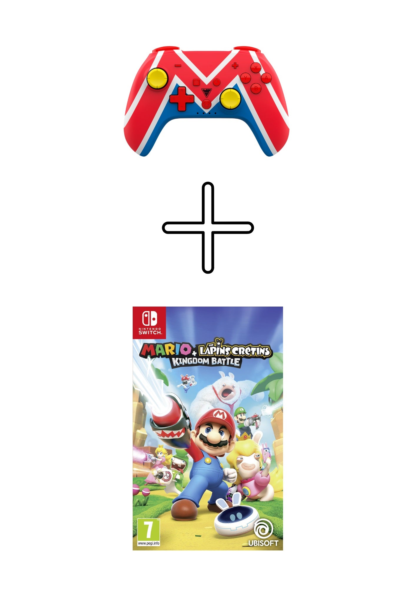 DragonShock - Bundle Manette compacte sans fil Bluetooth PopTop M Universe pour Switch et Switch OLED + Mario + Rabbids Kingdom Battle