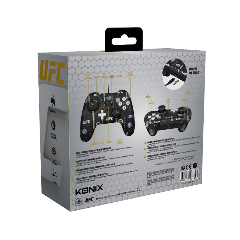 Konix - Manette filaire UFC Noire pour Nintendo Switch