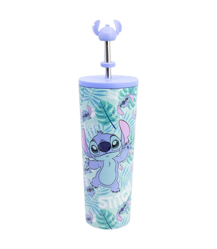 Stor - Lilo et Stitch - Gobelet Isotherme en Acier Inoxydable avec Paille et couvercle 3D "Stitch Aloha" 770ml