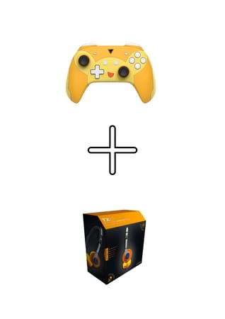 DragonShock - Bundle Manette compacte sans fil Bluetooth PopTop Pika pour Switch et Switch OLED + Casque stéréo Game & Go de style rétro TX20