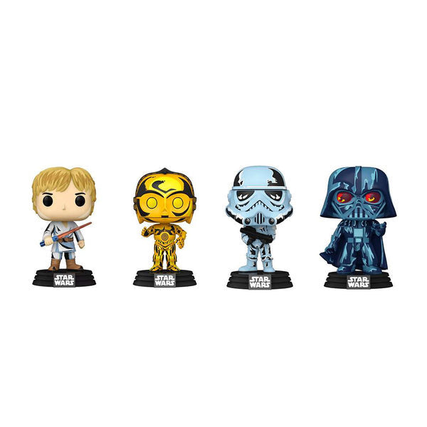 Funko Pop! 4-Pack: Retro Series: Star Wars - Darth Vader / Stormtrooper / C-3PO / Luke Skywalker (Special Edition) - flash vidéo