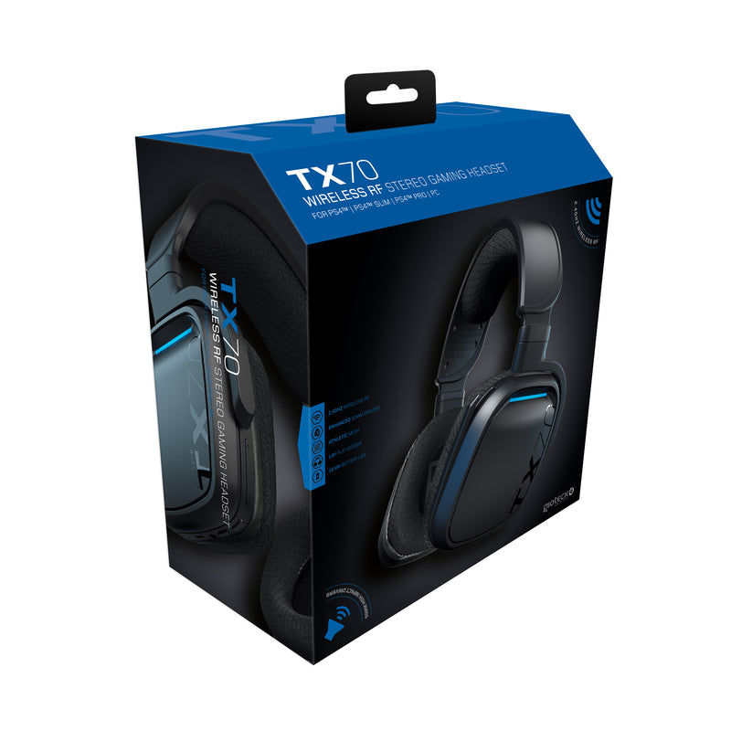 Gioteck - Casque de jeu stéréo RF sans fil TX-70S pour PS5, PS4 et PC