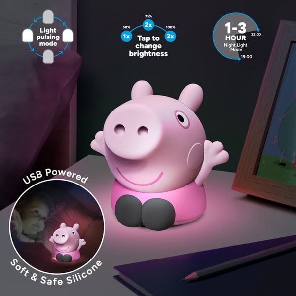 Peppa Pig - Veilleuse rechargeable en silicone Peppa Pig - flash vidéo