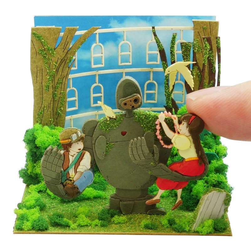 DIORAMA PAPIER SHEETA & PAZU AVEC ROBOT SOLDAT - LE CHÂTEAU DANS LE C