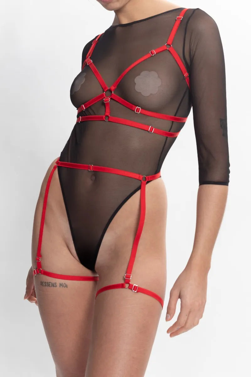 Dorcel - Harnais Porte Jarretelle Rouge Réglable - flash vidéo