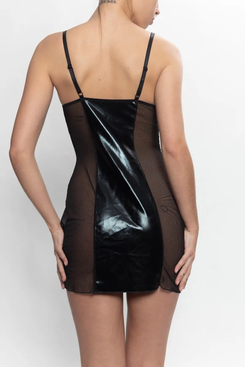 Dorcel - Robe Courte En Tulle Et Simili Avec Zip - flash vidéo