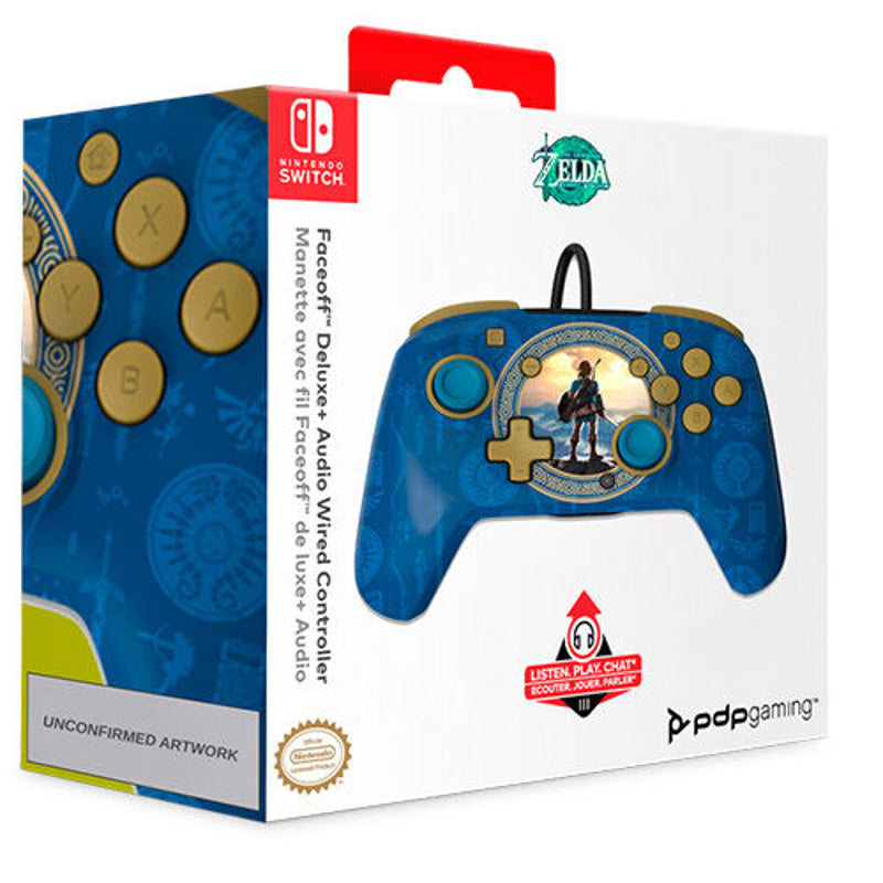 PDP - Manette de jeu filaire REMATCH Hyrule Blue pour Nintendo Switch et Switch OLED