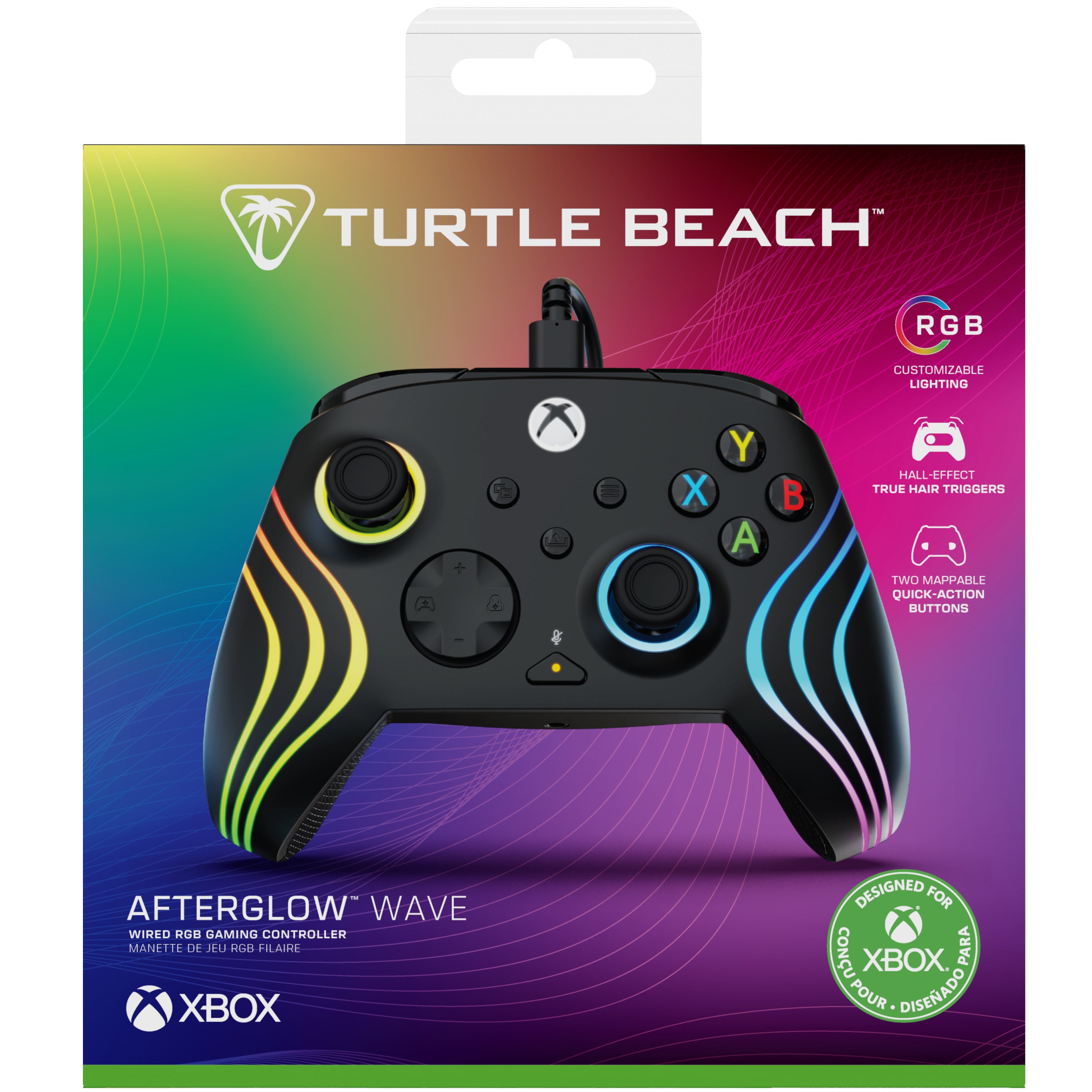 Turtle Beach - Manette de jeu filaire RVB Afterglow Wave Noire pour Xbox Series X|S, Xbox One et Windows 10/11
