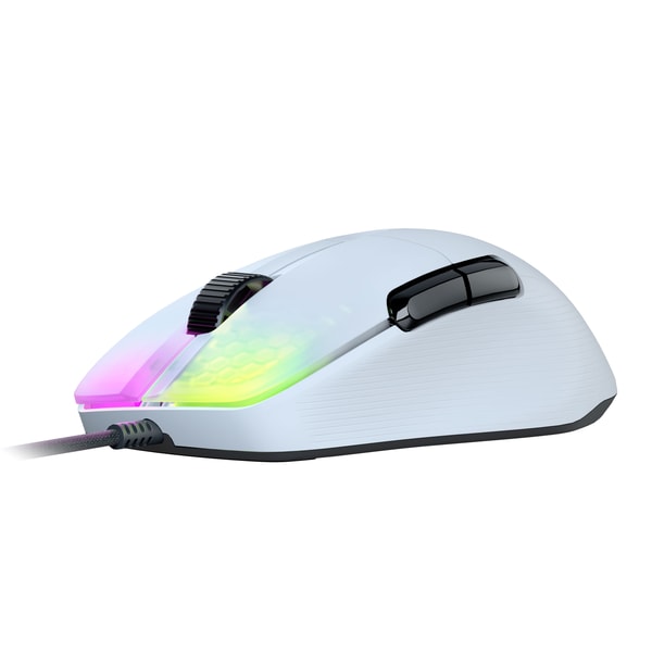 Roccat - Souris de jeu optique RGB hyperlégère, ergonomique et ultraperformante Kone Pro Blanche - flash vidéo