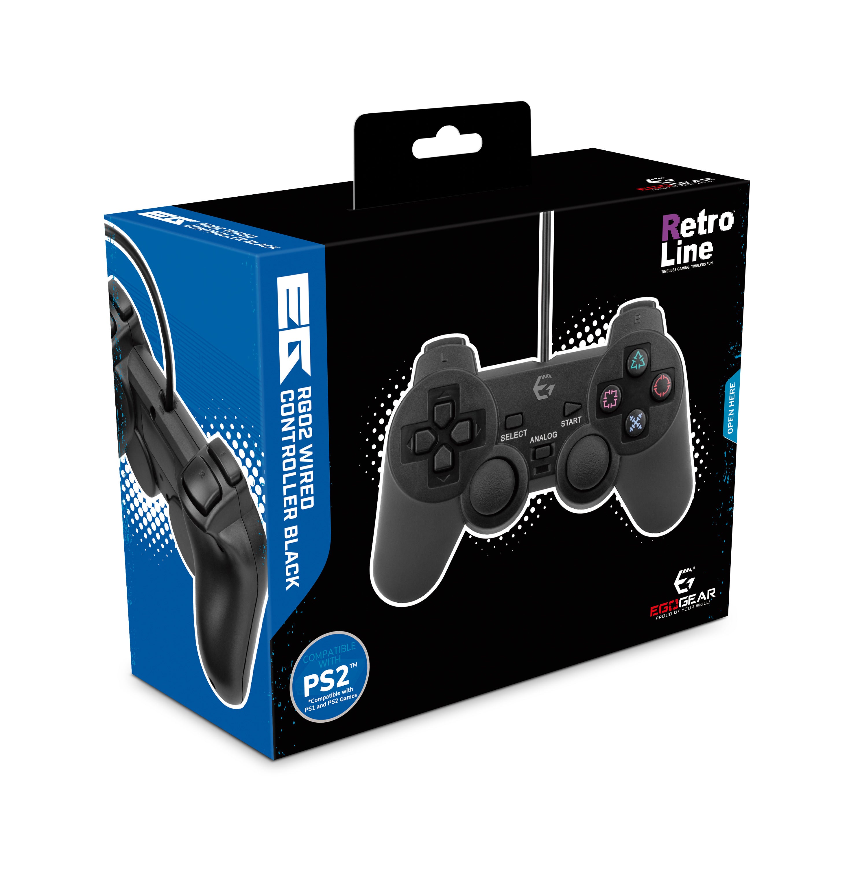 EgoGear - Manette filaire RGC02 Noire pour PS2