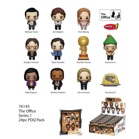 The Office - Assortiment en blind box de figurines de sac de collection en mousse (24 pcs) - flash vidéo